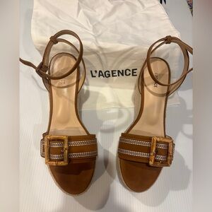 L'AGENCE Brown Buckle Strap Sandals